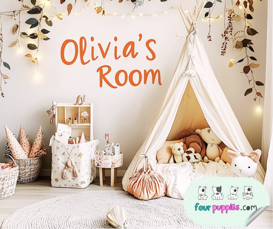 Colorful wall stickers on a nursery room wall – affordable and removable wall decals by FourPuppies.com