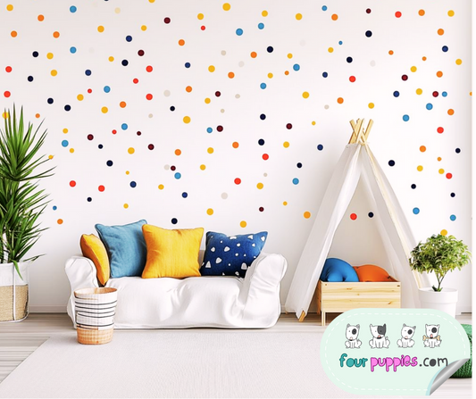 colorfull wall sticker balls - four puppies