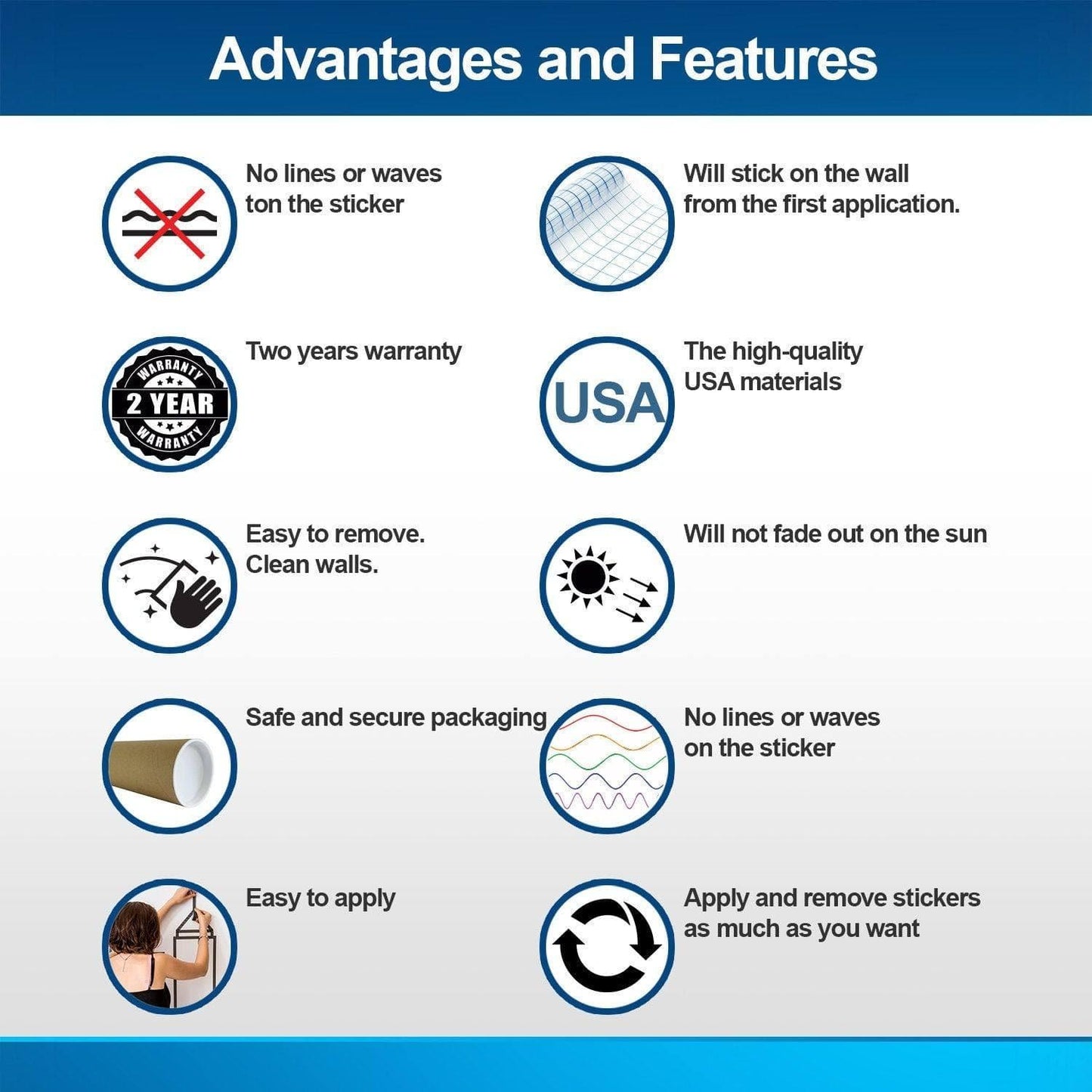 Advantages and features of circle dot stickers, highlighting ease of use and quality materials.