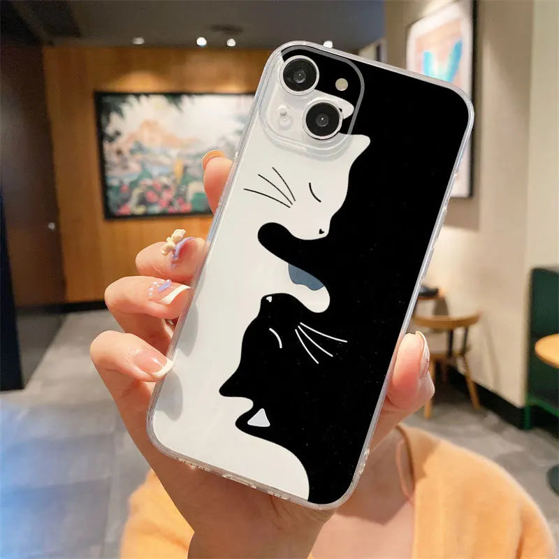 Cute Black Cats Clear Phone Case For IPHONE