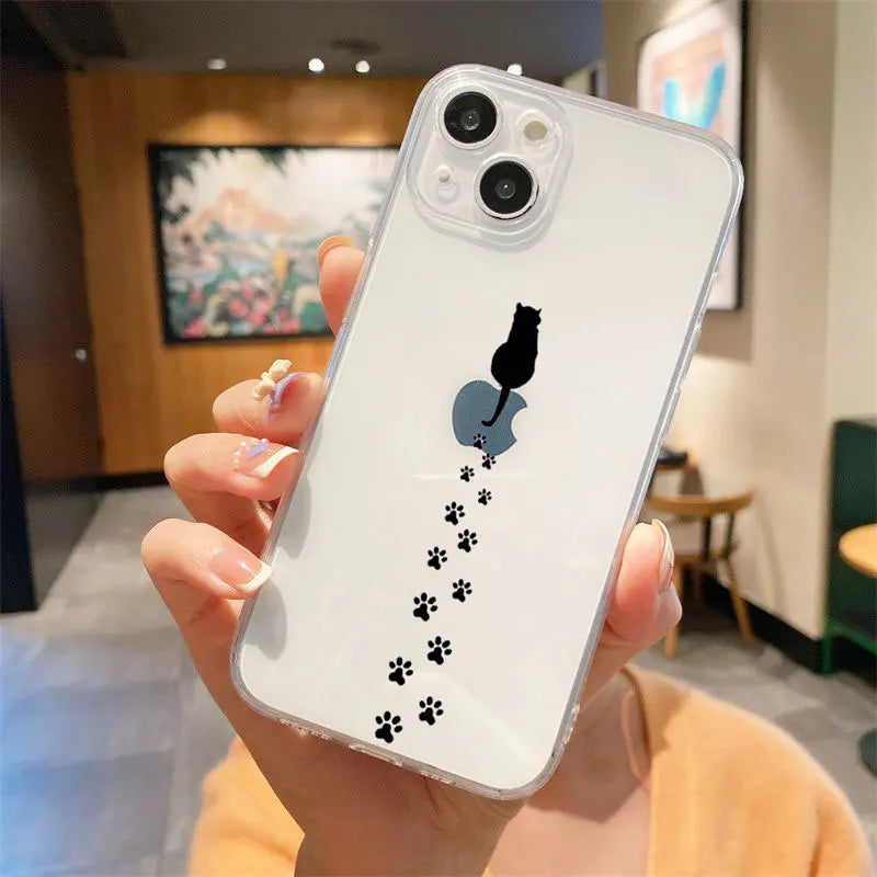 Cute Black Cats Clear Phone Case For IPHONE