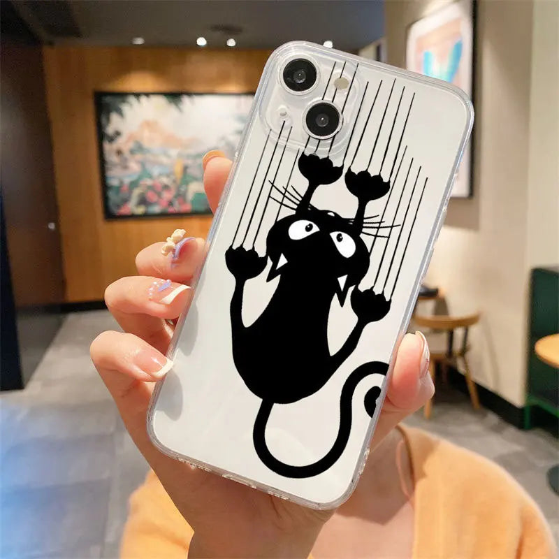 Cute Black Cats Clear Phone Case For IPHONE