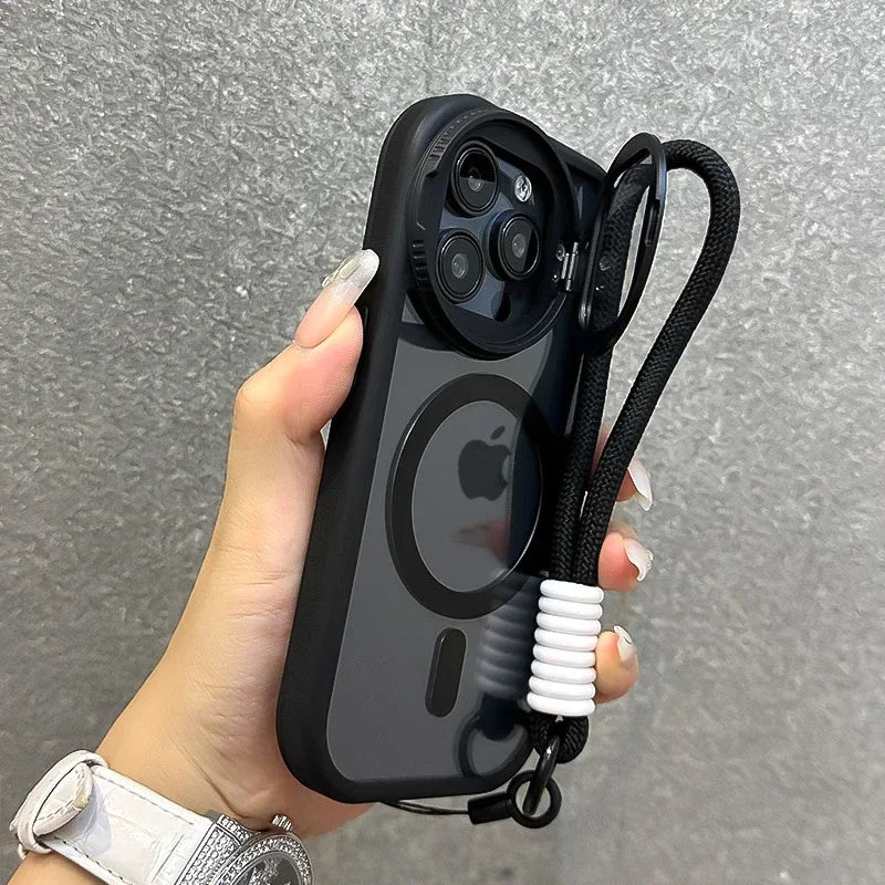 Fold Glass Lens Stand Magnetic Transparent IPHONE Case