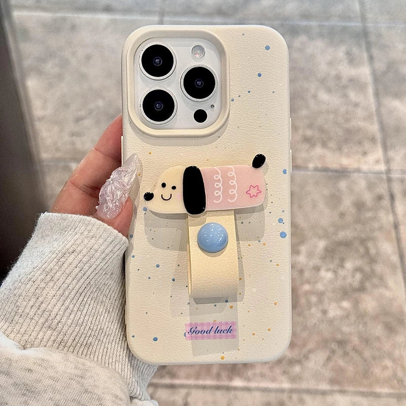 Cute 3D Dog Cat Rabbit Finger Ring IPHONE Case