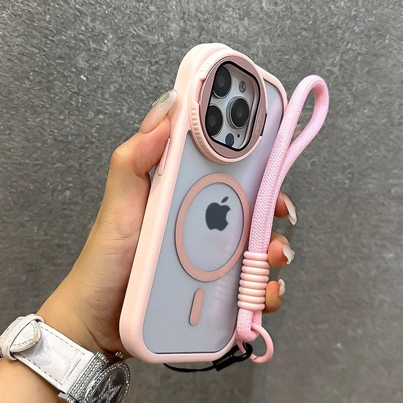 Fold Glass Lens Stand Magnetic Transparent IPHONE Case