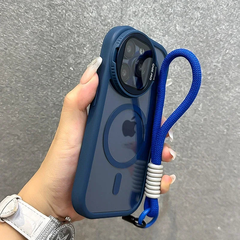 Fold Glass Lens Stand Magnetic Transparent IPHONE Case