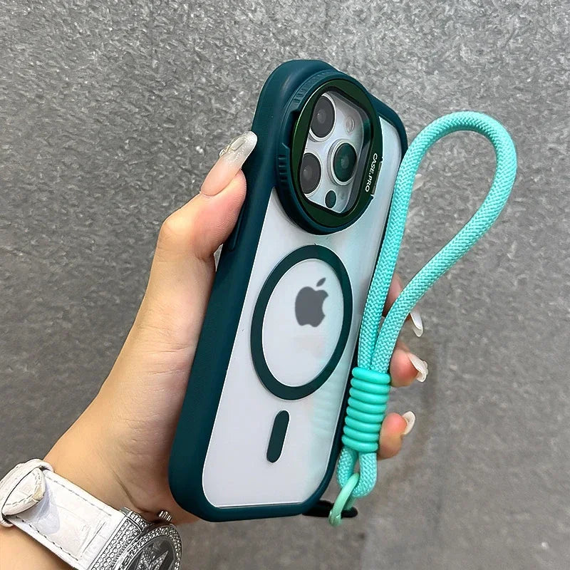Fold Glass Lens Stand Magnetic Transparent IPHONE Case