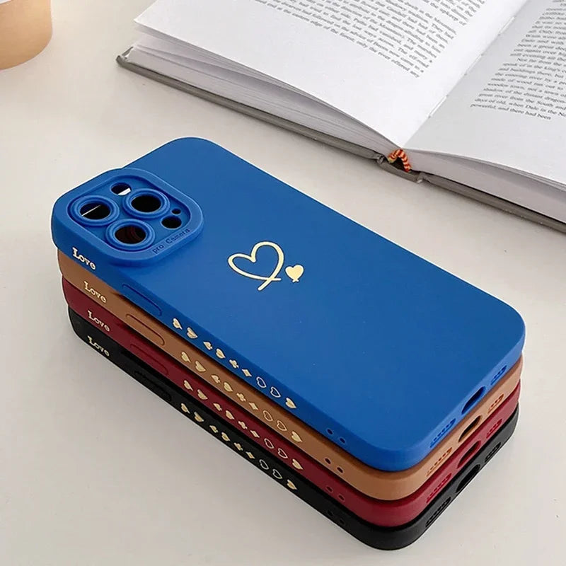 Love Heart Matte Silicone Phone Case For IPHONE