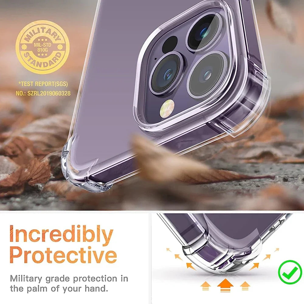 Clear IPHONE Case and Anti-Burst Screen Protector (Transparent Case+Tempered Glass)