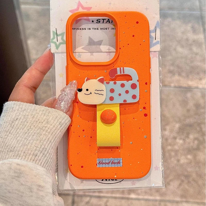 Cute 3D Dog Cat Rabbit Finger Ring IPHONE Case