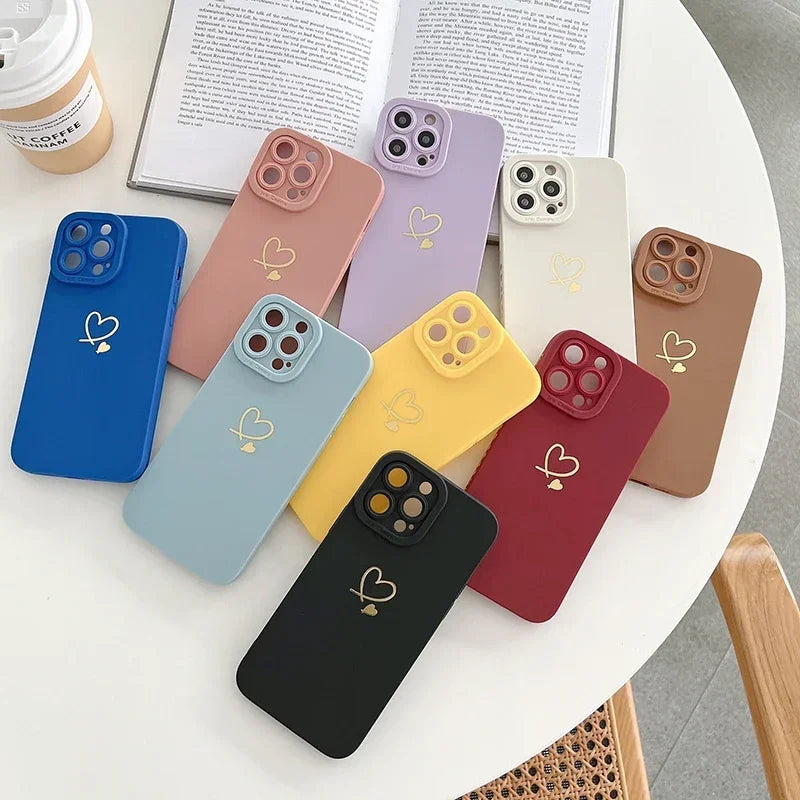 Love Heart Matte Silicone Phone Case For IPHONE