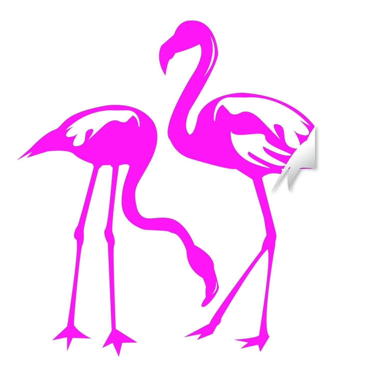 Pink flamingo wall decal featuring two tropical birds, ideal for adding charm to home decor.
