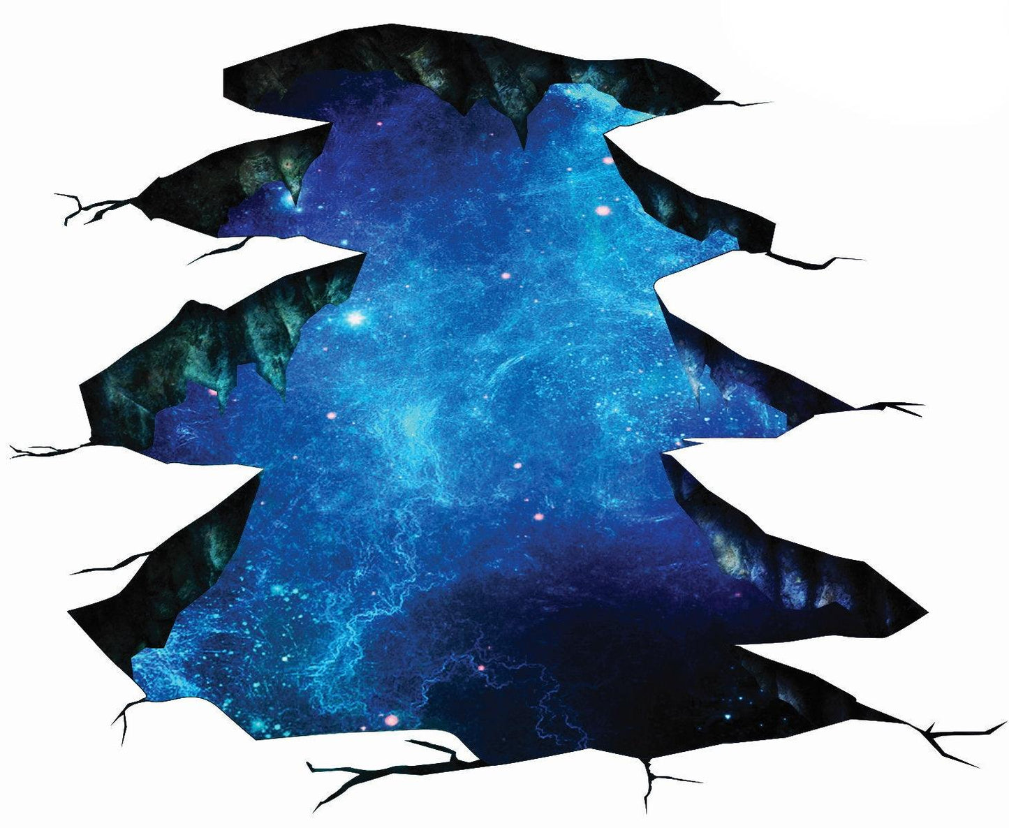 3D floor space portal decal featuring a galaxy design, perfect for kids and teens' room decor.
