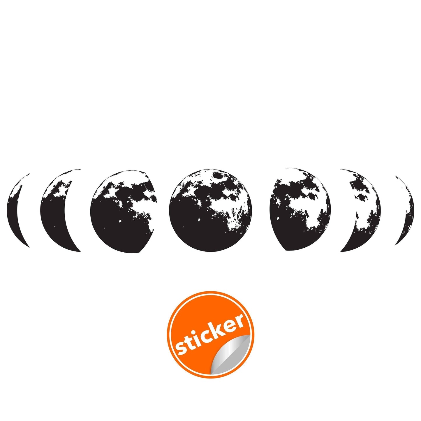 Lunar Harmony decal featuring moon phases, perfect vinyl wall art for home decor and long-lasting use.