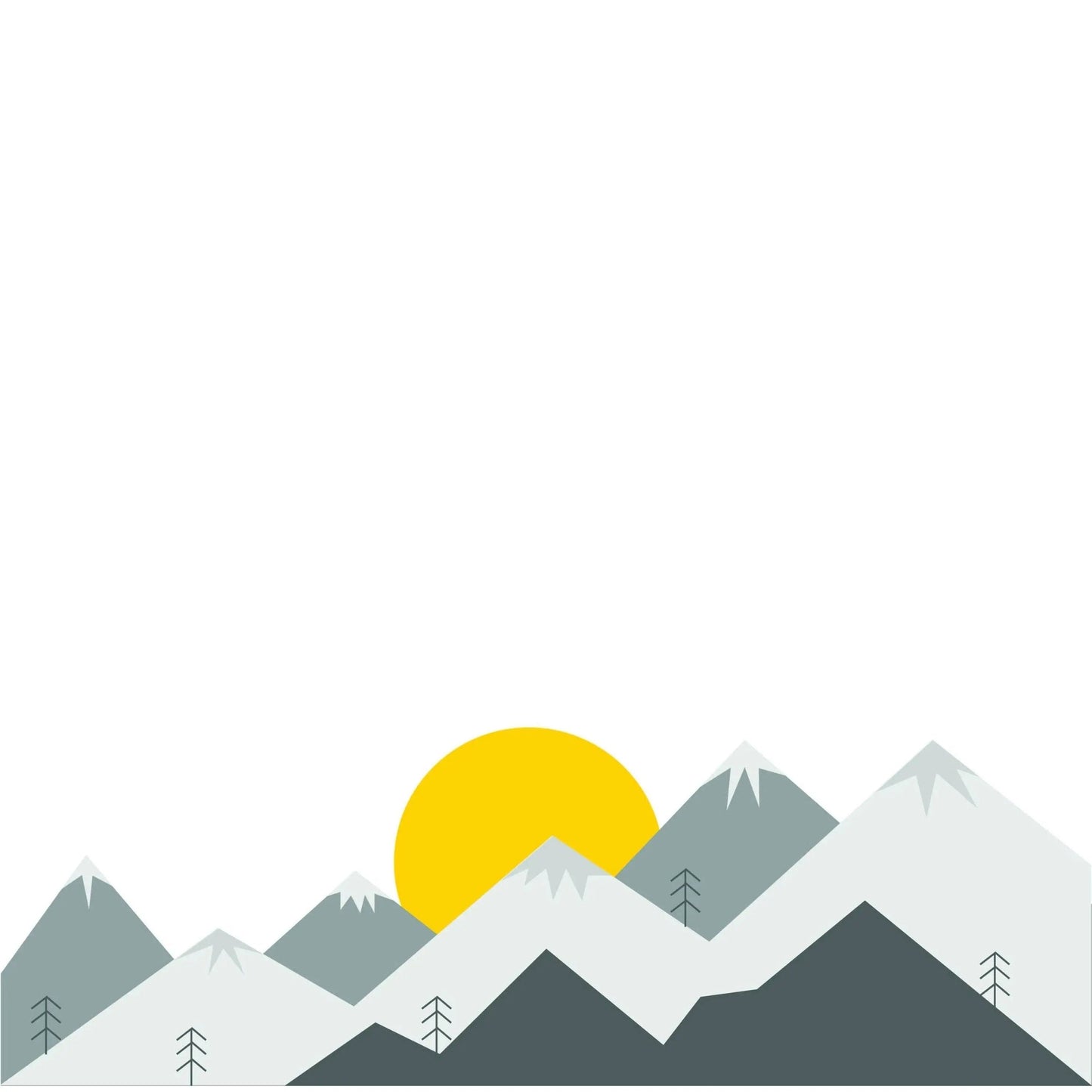 Majestic mountain scene with a bright yellow sun, perfect for home decor or interior design inspiration.