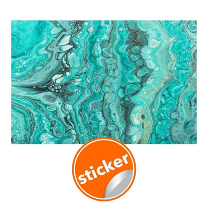 Luxurious marble pattern wallpaper sticker in turquoise tones, perfect for easy peel and stick home décor upgrades.